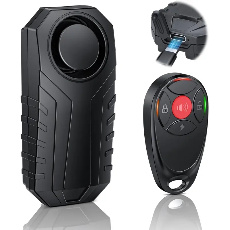 Rechargeable Bike Alarm, Motorcycle Alarm with Wireless Vibration Motion Sensor Security Alarm System, Bike Accessories for Ebikes Bike Scooter Car