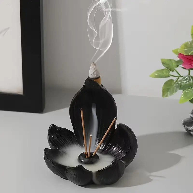 1PC Resin Lotus Scented Incense Stick Burner, Multi-Purpose Aroma Censer for Yoga Meditation Home & Holiday Decor