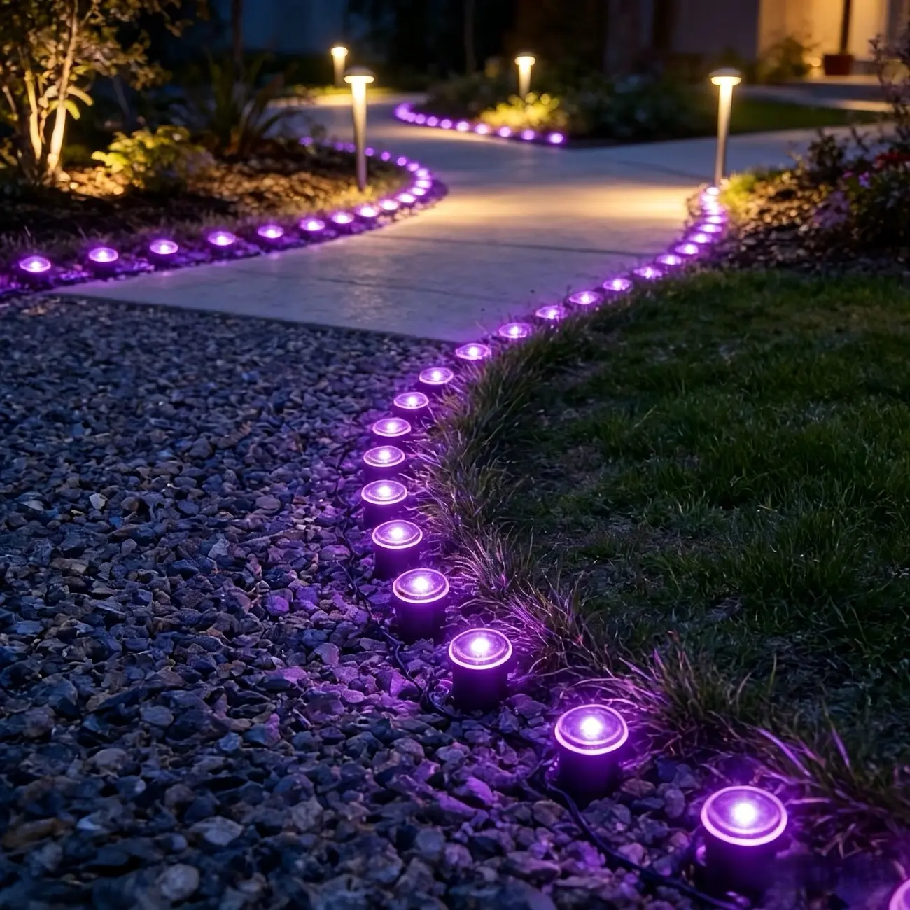 30 Solar Powered Pathway Lights, 30 LED Garden String Lights, Solar Illuminated Outdoor Decorative Lighting for Walkways, Lawns, Gardens, Parties, Weddings, Outdoor Landscape Lights