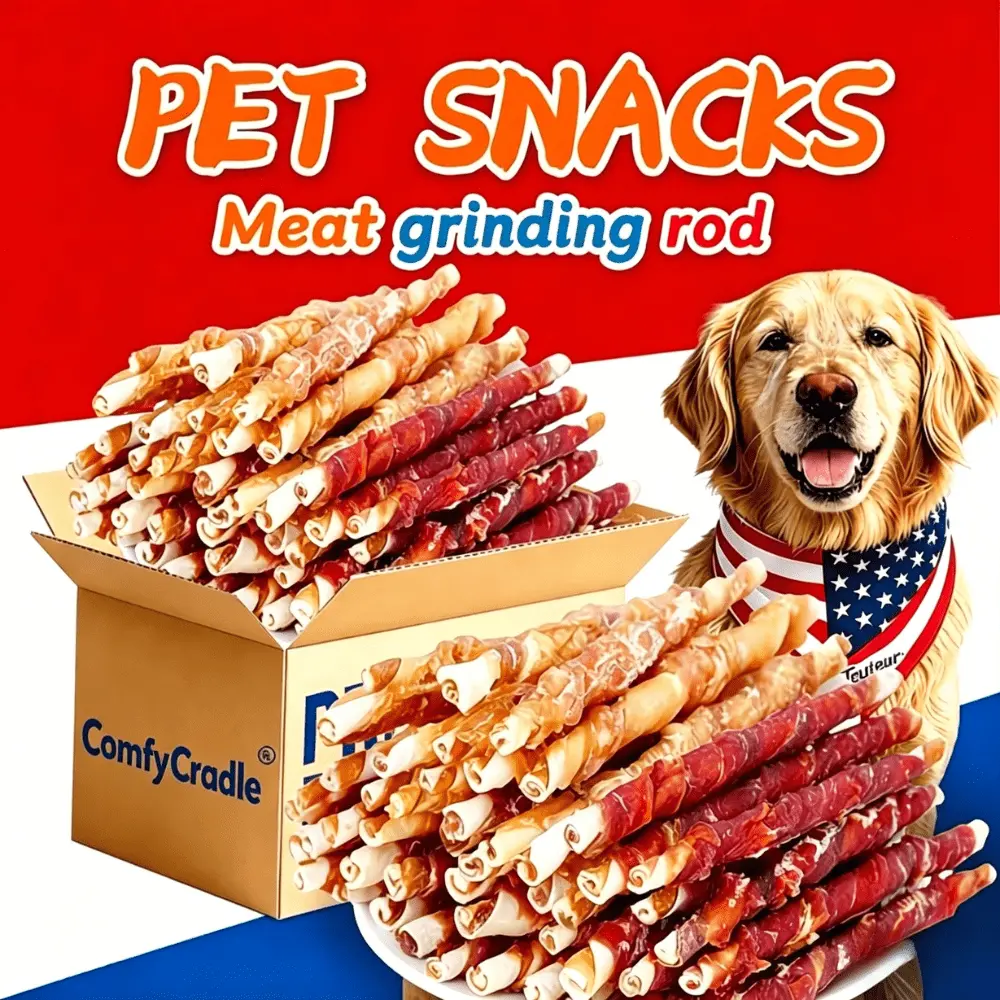 ComfyCradle Chicken & Duck Wrapped Beefhide Dog Chews - 1kg Energy Supplement, All Ages Daily Treats, Dual Meat Lean Wrap, Tough Dental Chew Core, Easy Hold Length, Oral Health Boost, Instinct-Satisfying Design, 24-Month Shelf Life