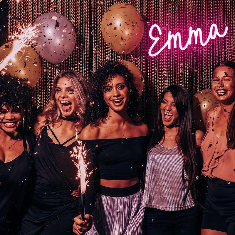 Emma Neon Sign, Emma Name Sign –Pink LED Name Light – USB Powered – Wall Decor for Bedroom, Nursery, Baby Shower, Birthday Party or Playroom