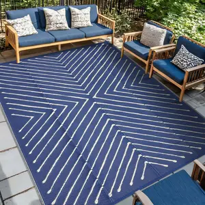 Reversible Waterproof Outdoor Rug – Modern Line Design Plastic Straw Carpet, Easy to Clean, collapsible, UV Protected, Large Area Mat for Patio, Deck, RV, Camping, Beach, Garden, Multiple Colors & Sizes