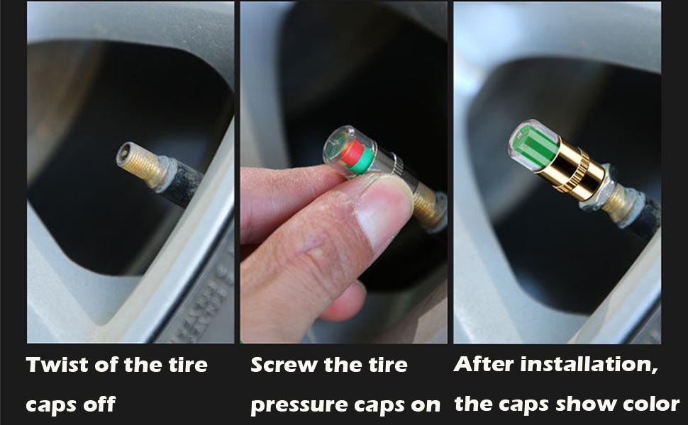 [4 PCS ]All-in-One Tire Pressure Monitor Valve Stem Cap Universal Fit for Car Motorbike Bicycle Small Medium Vehicle