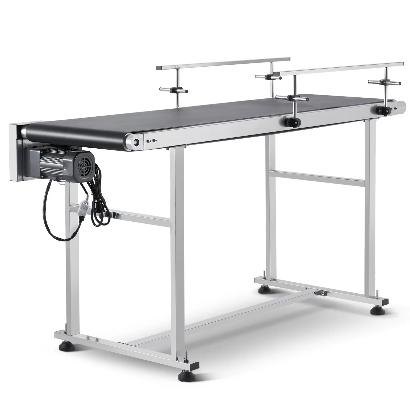 【DealsForYouDays】VEVOR Belt Conveyor, 59x 15.7 inch Conveyor Table, Heavy Duty Stainless Steel Motorized Belt Conveyor for Inkjet Coding Applications Powered PVC Belt Anti-Static Adjustable Speed (Double Guardrail)