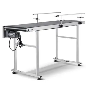 【DealsForYouDays】VEVOR Belt Conveyor, 59x 15.7 inch Conveyor Table, Heavy Duty Stainless Steel Motorized Belt Conveyor for Inkjet Coding Applications Powered PVC Belt Anti-Static Adjustable Speed (Double Guardrail)