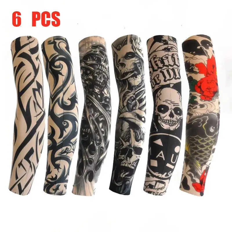6pcs Summer Floral Arm Sleeves, 360° Digital Print Tattoo Sun Protection, Seamless Design Ice Silk UV Blocking, High Elastic Quick-Dry Fabric Cooling Protective Sleeves
