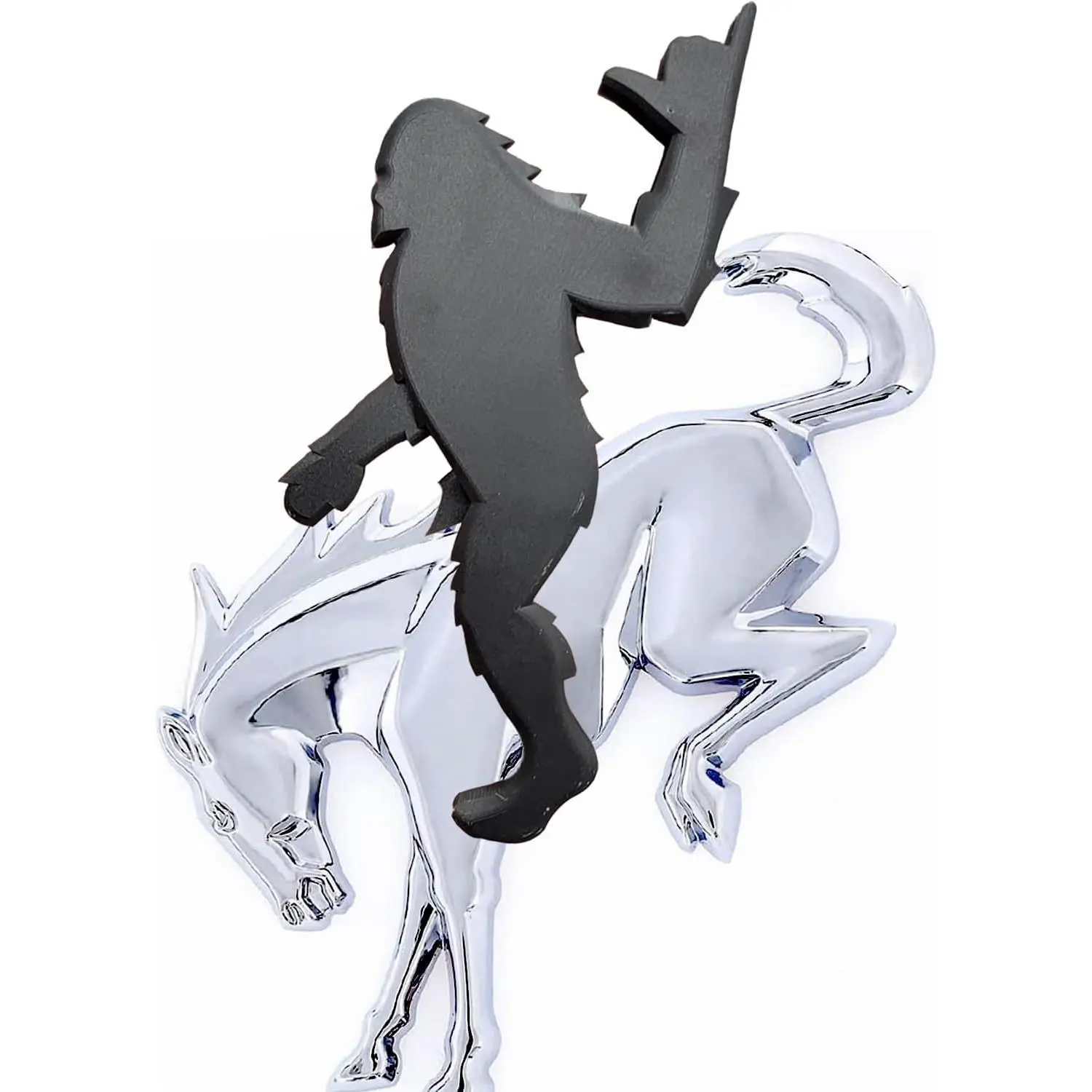 Add-A-Sasquatch Emblem for Bronco – 3" x 4" Overlay Decal – Easy Install, Industrial Strength 3M Tape – Fun Off-Road Accessory(NO Pony Emblem ) (Black Metallic)