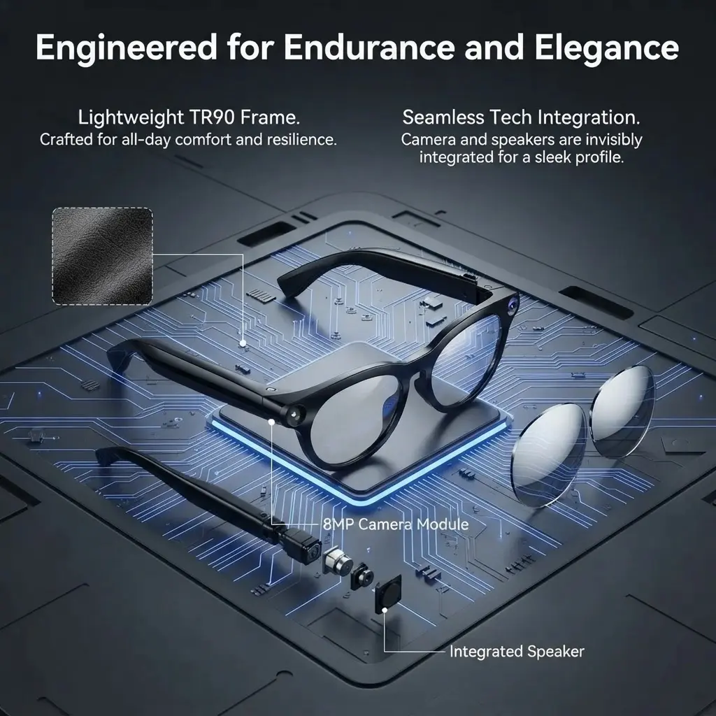 Smart Photochromic Bluetooth Glasses| Hands‑Free Video Record, Voice Assistant & Language Translator