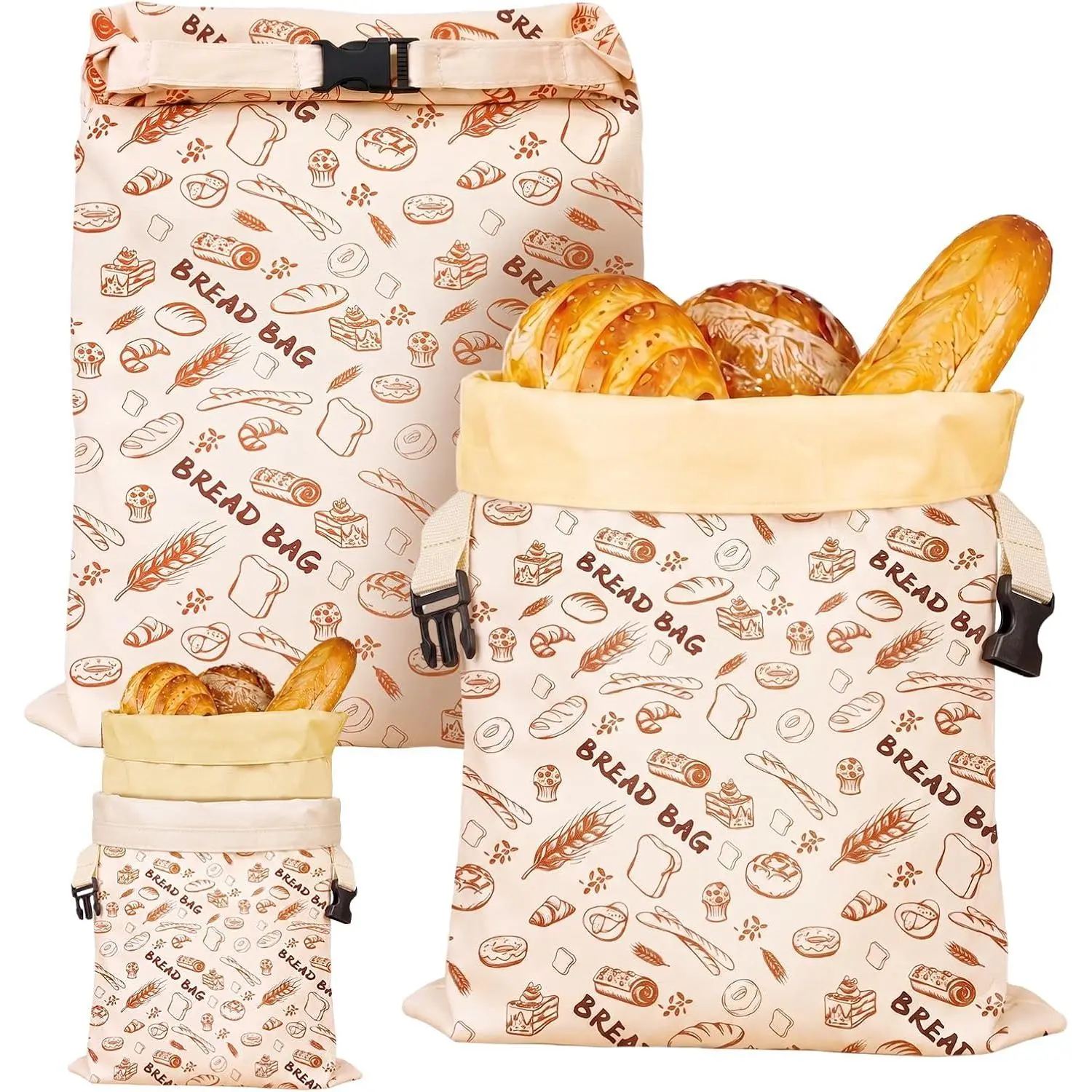 Beeswax Bread Bags 2 count, 17×13in | Removable Liner, Bread Storage Pouch,  Bags, Freezer Safe  Lock Preserver, Croissant & Kitchen Baking Supplies