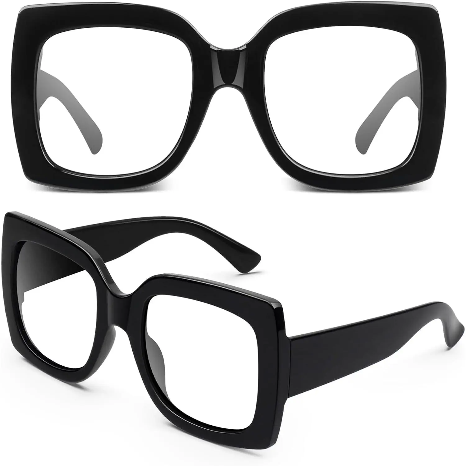 Glasses Women Men Retro Square Frame Clear Lens | -free Design, Style,UV400 Protection,Thick,Big,Non-prescription,Eyeglasses