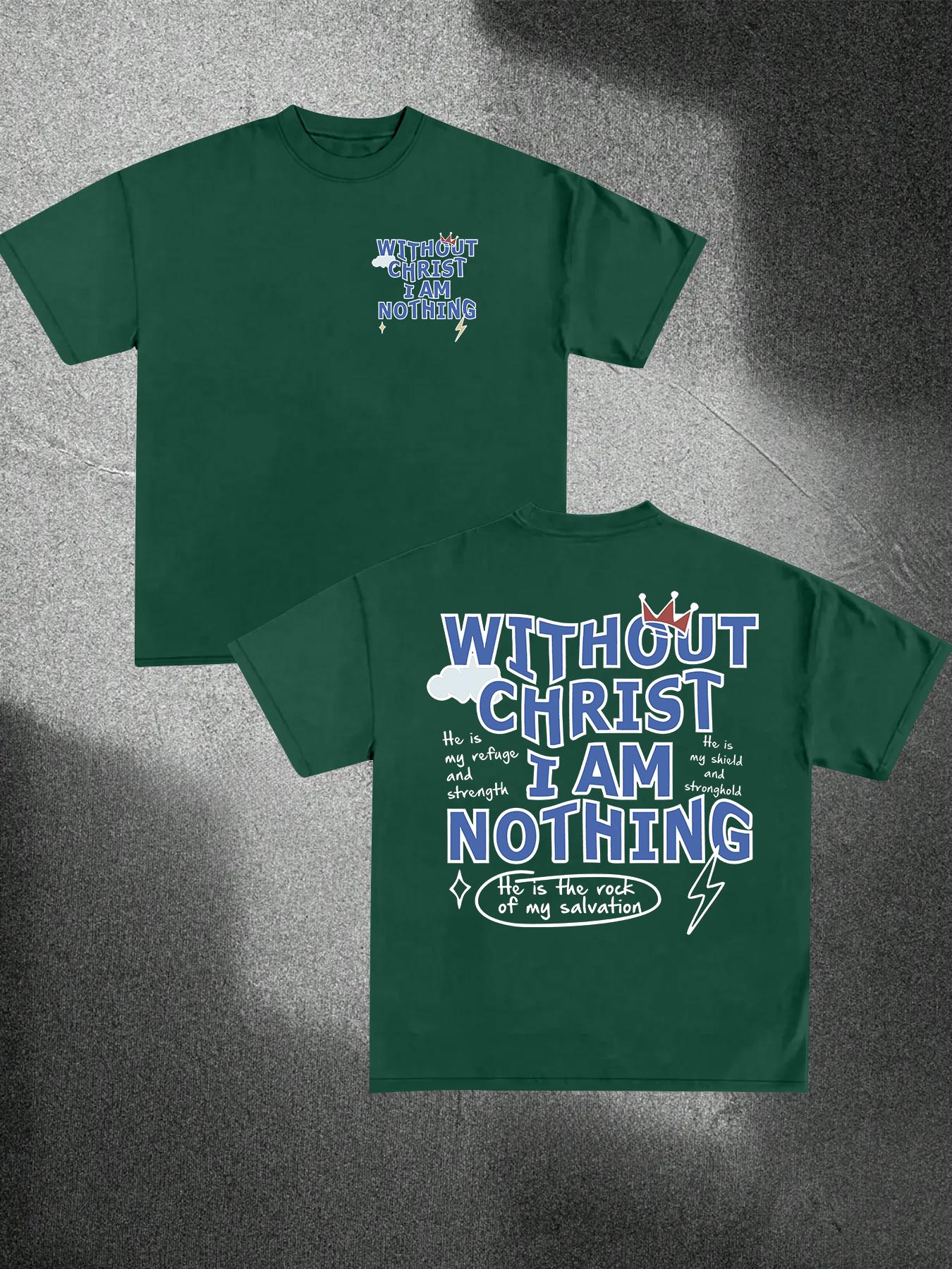 Men's Regular Fit without Christ I Am Nothing Round Neck Tee, Street Fashion Casual Short Sleeve T-shirt for Daily Wear, Menswear for All Seasons Top, Casual Style Tee