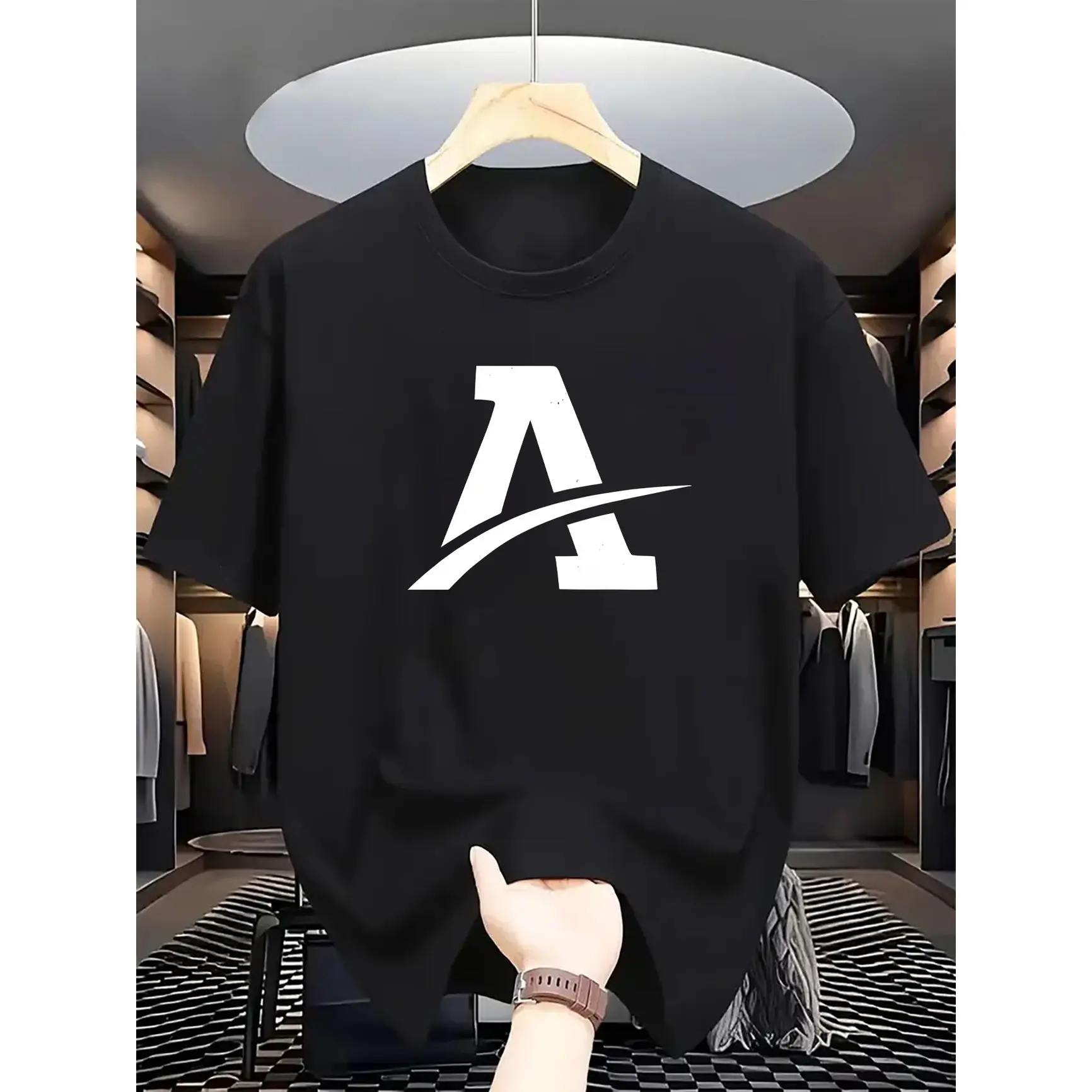 Trendy Letter A Graphic Cotton T‑Shirt,Oversized Comfort Fashion Outfit,Best Valentine Gift For Him Her,Ideal Present For Family Friends