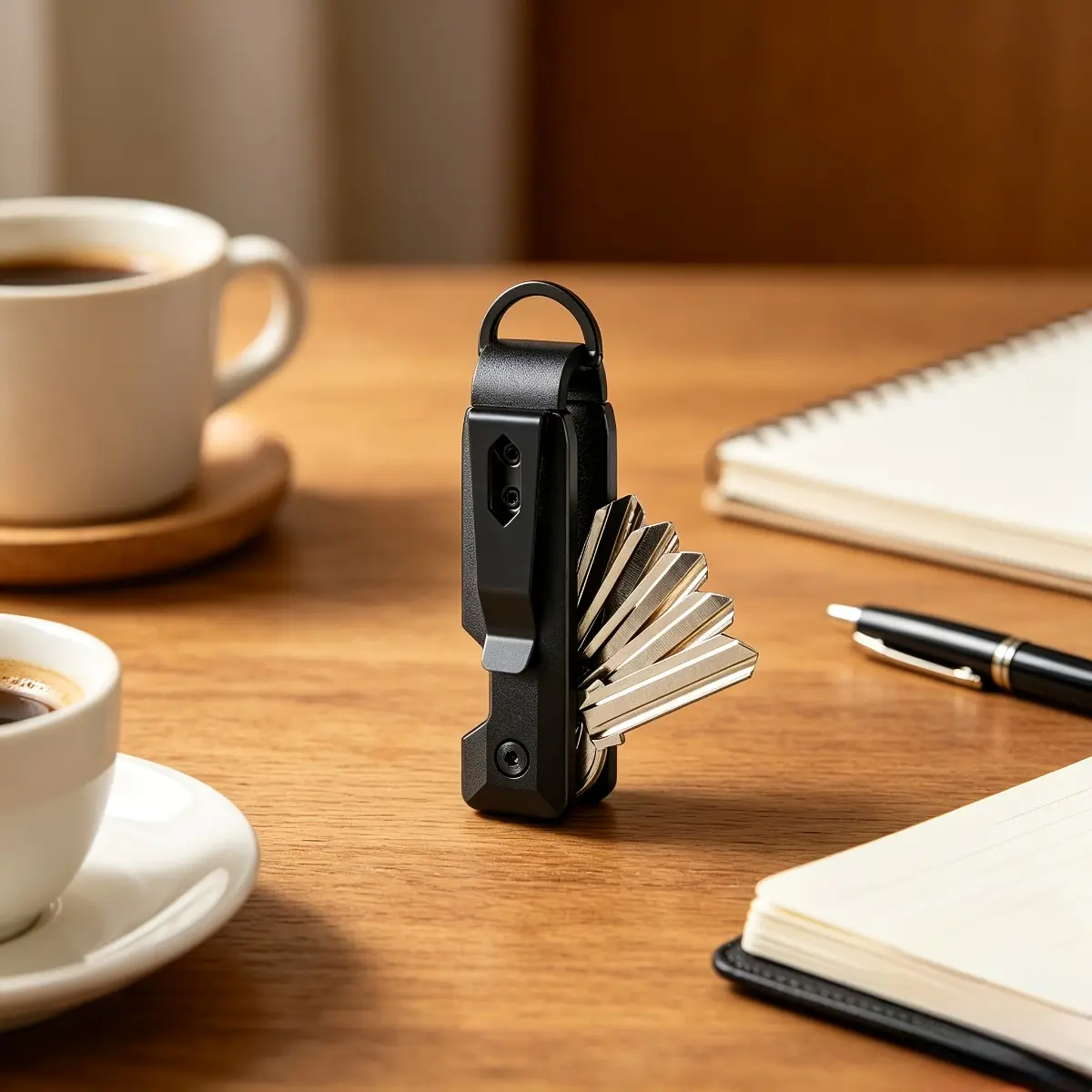 Multipurpose Key Holder Clip Unisex Wear Resistant Portable Key Organizer Heavy Duty Compact Pocket Key Chain Case Metal Leather Key Ring Keeper Accessories Storage Pocket Tool Gear Organizer Black1