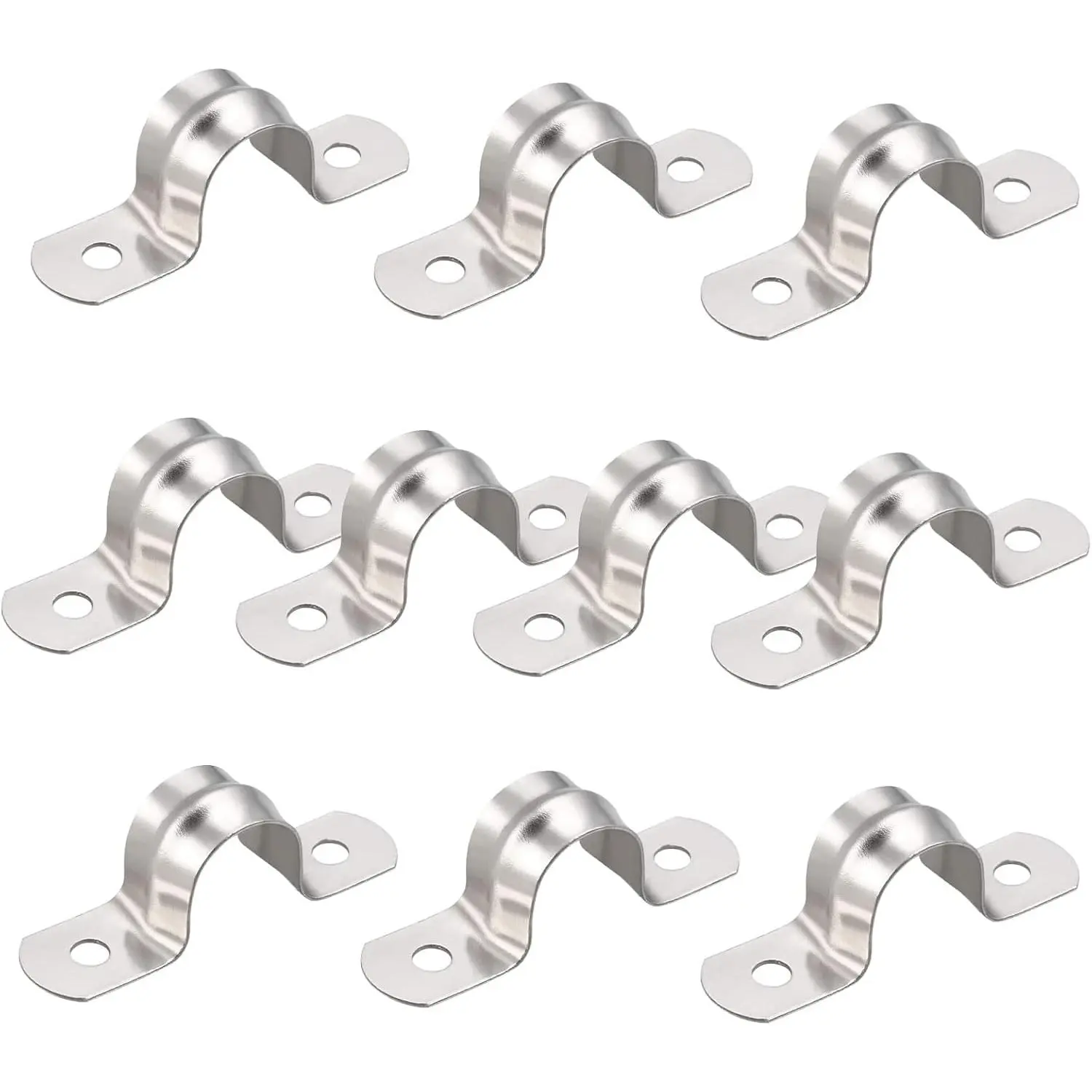 Pipe Clamps, 10 count U Tube Strap Clamp, 304 Stainless Steel 2 Hole Pipe Bracket, ID 1Inch(25mm)