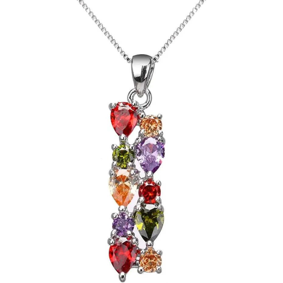 Women's Modern Costume Jewelry Set - Multicolor Cubic Zirconia 45cm Necklace, Tennis Bracelet & Earrings with Sparkle Effect, Bridal Wedding Accessory, Weddings, Synthetic, Sets