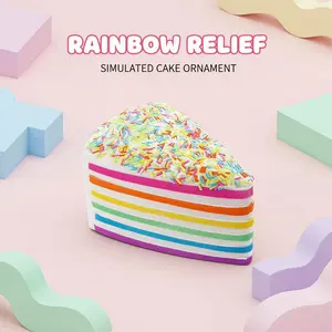 Color sugar grains multi-layer rainbow cake decompression toys, home chasing indoor entertainment small items, bedroom kneading and healing simulation pastry ornament