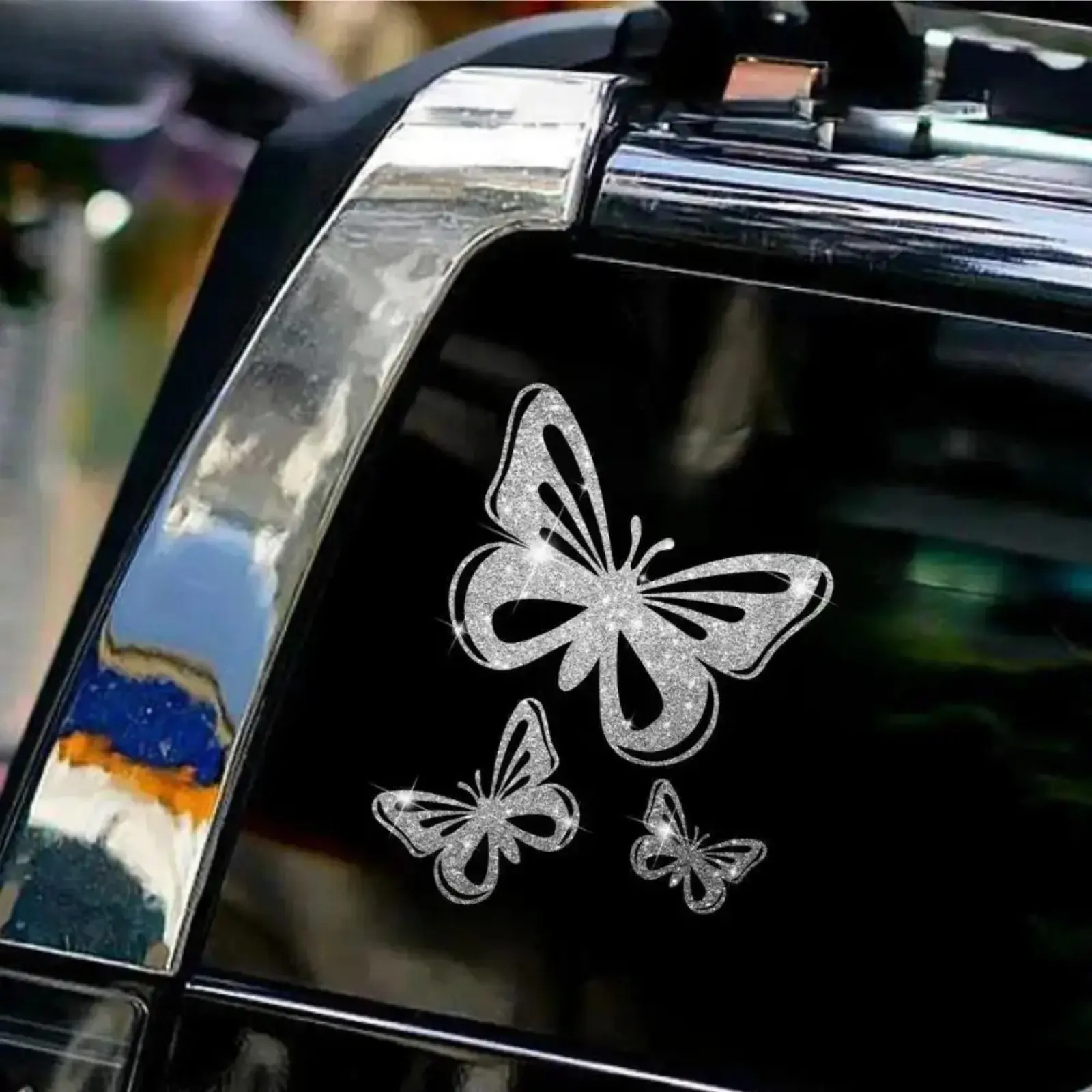 Cute Sparkling Butterfly Car Decor Stickers, Popular Waterproof Vinyl Vehicle Decal, Multifunctional Motorbike Exterior Trim, strong adhesive performance & delicate pattern, great for casual styling and outdoor vehicle ornamentation