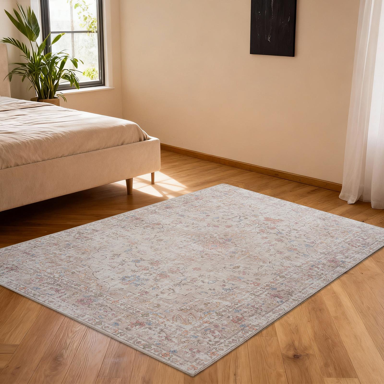 [ Black Friday]Washable Area Rug – 9x12 Beige  Ultra-Soft Vintage Boho Faux Wool Carpet for Living Room, Dining Room, Bedroom, Home Office, Non-slip Backing, Durable and Wear-resistant, 4x6, 5x7,6x9, 8x10, 9x12 Feet