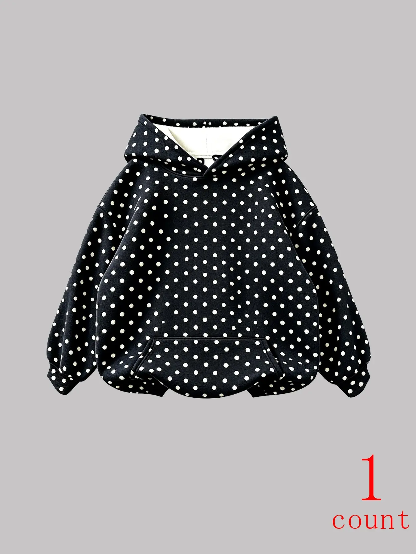 Women's Polka Dot Oversized Hoodie, Soft Loose Long Sleeve Sweatshirt, Fall Aesthetic, Casual Streetwear for Ladies