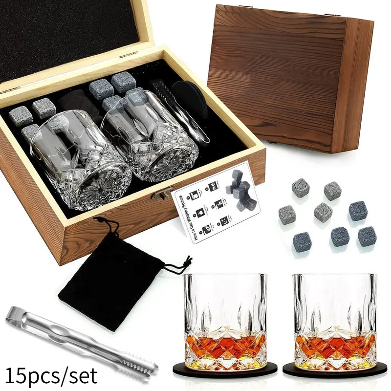Personalized Engraved Whiskey Glass Set with Luxury Gift Box, Custom Name & Date, Groomsmen Proposal Gift for Boyfriend, Husband & Men, Ideal for Anniversary, Housewarming, Bourbon Scotch Bar Supplies