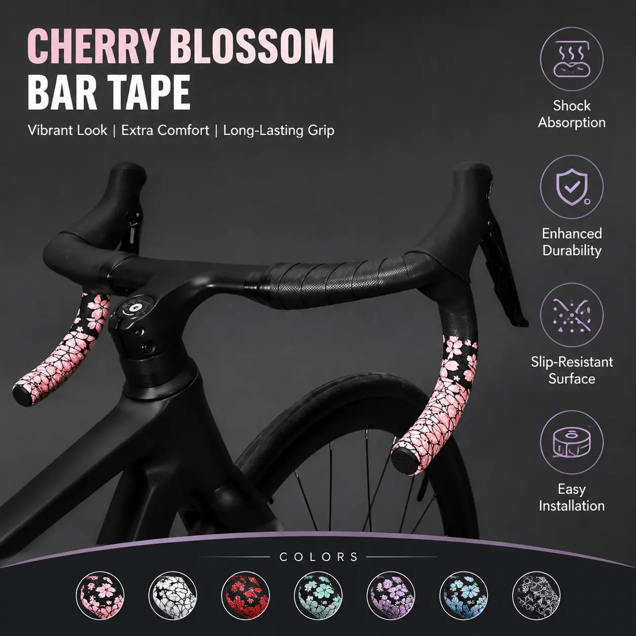 Dual-tone gradient bicycle handlebar tape with enhanced grip and vibration-damping properties, designed for road bikes and compatible with standard 31.8 mm diameter handlebars, featuring soft silicone-infused rubber material for comfort and durability dur