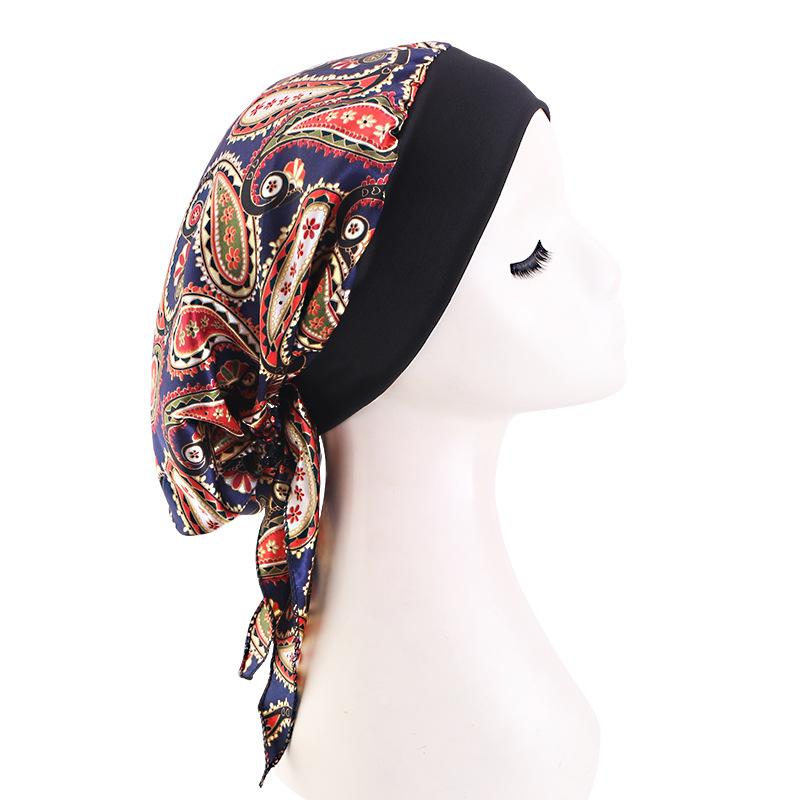 New Braided Turban Hat, Satin Print Tie Chemo Cap, Wide Elastic Sleep Bonnet