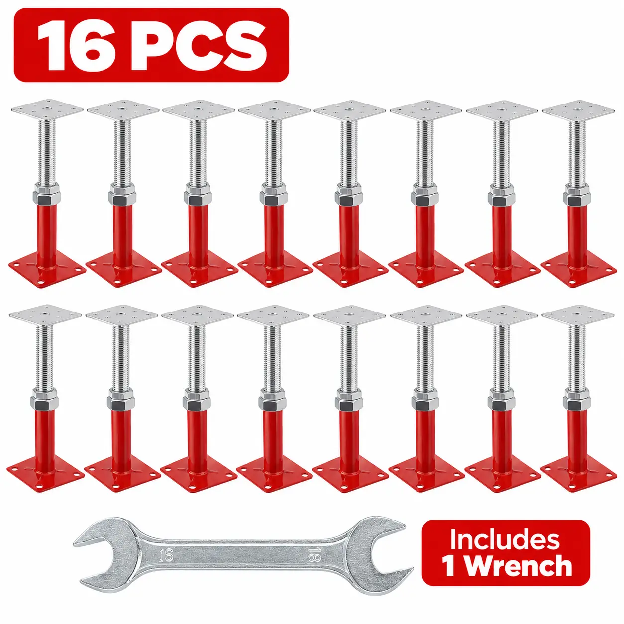 16/18/20 Pack Adjustable Screw Jack Post, 5"- 8" Height Range, 5000 lbs Load Capacity, Permanent Leveling Jack Stand for Crawl Space, Basement Floor & Foundation, with Work Gloves Included