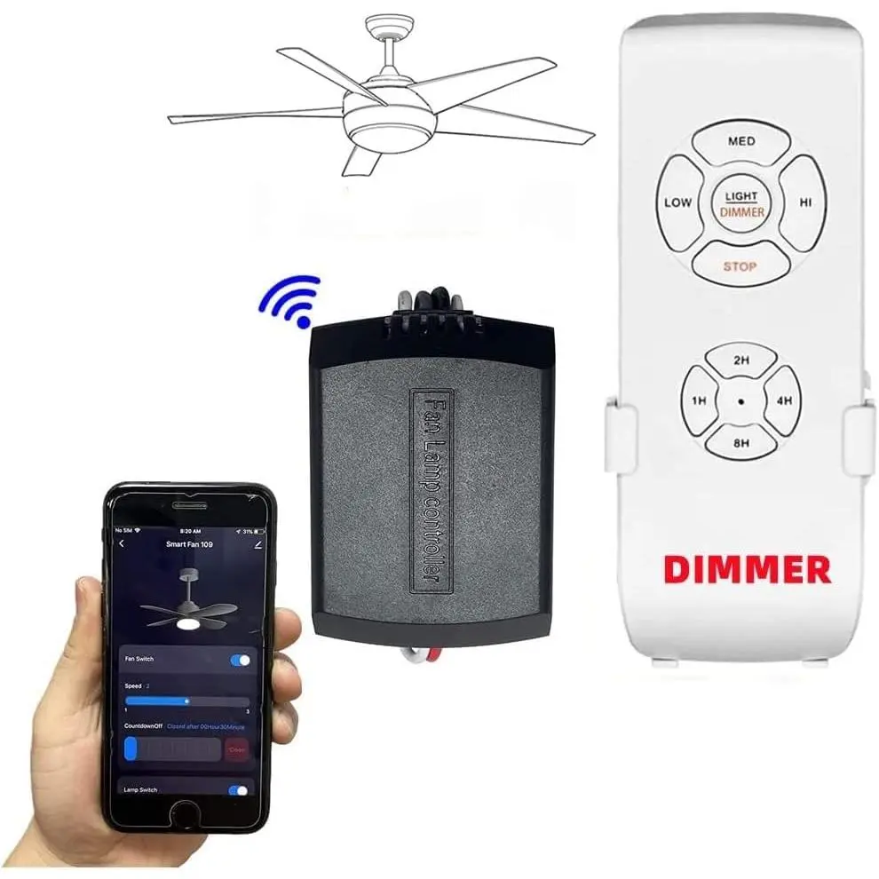 Ceiling Fan Remote Control Kit, 3 Fan Speed & Light Dimmer,Compatible with Alexa &    Life APP