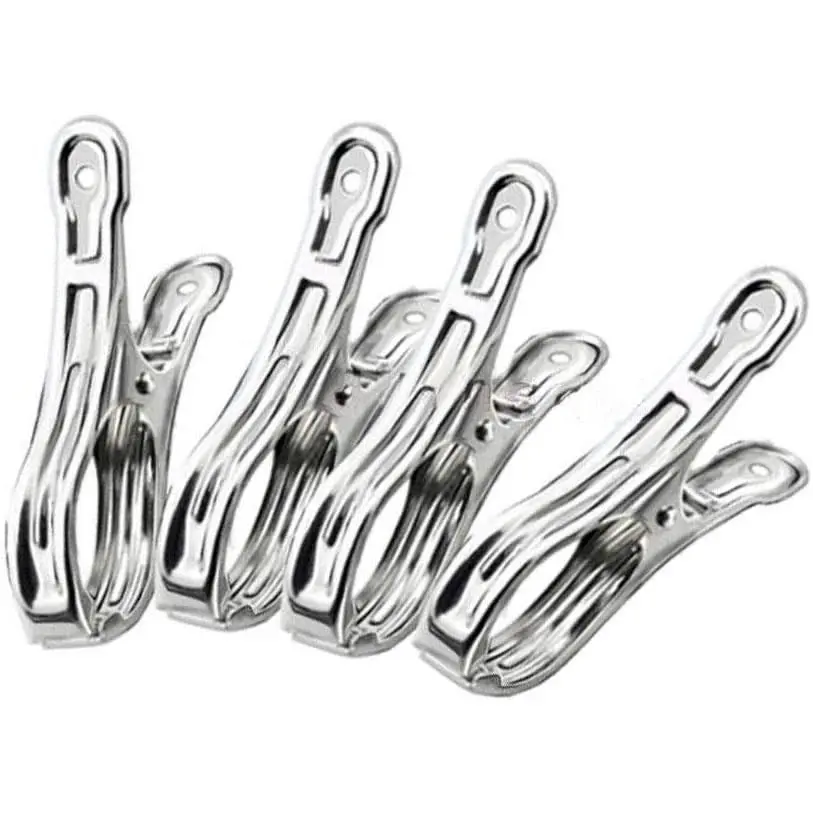 10 Pack 3.5 Inch Heavy Duty Stainless Steel Clips, Large Alligator Clips, Jumbo Binder Clips, Multipurpose Clothes Pins for Laundry, Beach Towel, Pool Cover, Curtains & Outdoor Use