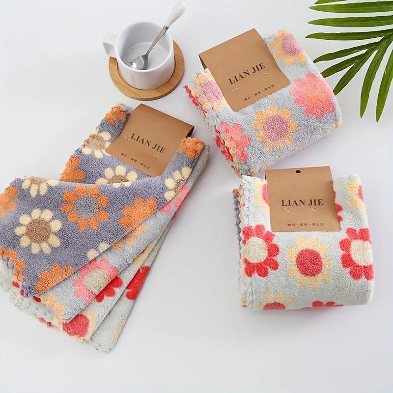 Floral Pattern, 6 Counts/set Soft, Quick-dry Flower Hand Towel for Home Bathroom, Ideal Luxury for Home Bathroom Use, Flower