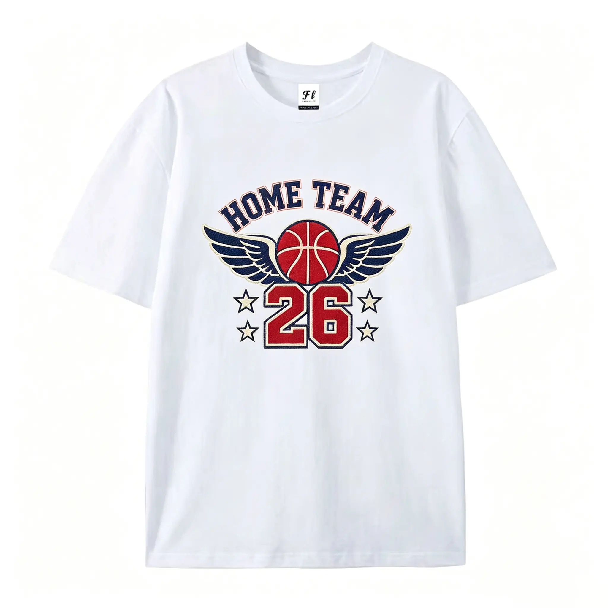 Vintage Basketball Graphic Tee – "Home Team 26" Winged Basketball Retro Design, College Sports Cotton Shirt, Ideal Gift for Basketball Fans, Best Court or Casual Outfit