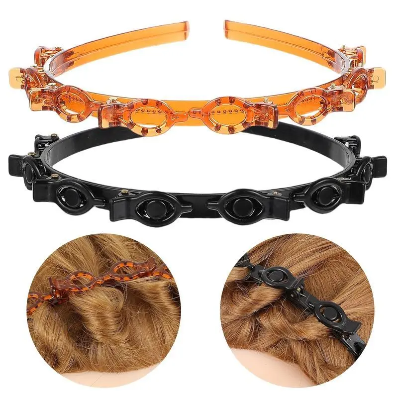 2-Pack Headbands for Women with Braiding Clip System, Lightweight Double-Layer Design for Sports, Yoga & Daily Wear