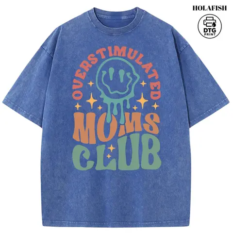 Holafish Oversized Acid Wash Vintage“MOM'S Club” pattern T-Shirt,MOM'S Day T-shirt Heavyweight Cotton Streetwear graphic vintage tees Menswear Crewneck Tshirt 2026 New Colors