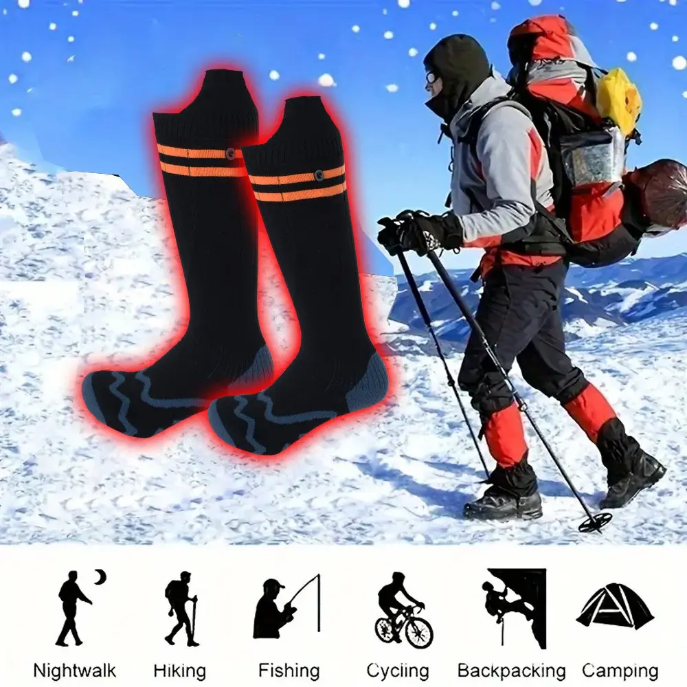 Electric Heating Socks for Fall Winter, Unisex Four-Temperature Settings, Warm Ankle Socks for Skiing Hiking Camping Cycling Fishing