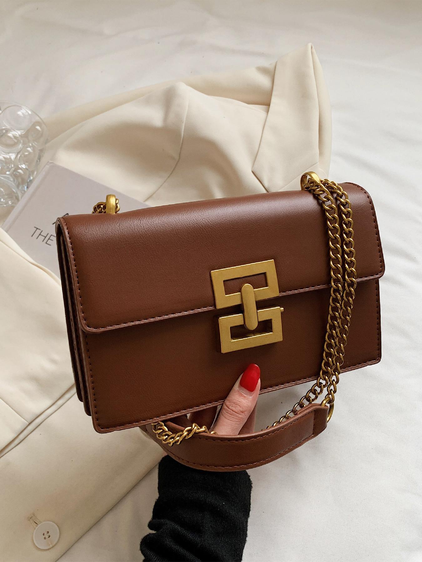 Fashion Chain Strap Quilted Pu Leather Square Bag, Simple Plain Rhombus Embossed Fashionable Crossbody Bag, with Adjustable Shoulder Strap, Daily Commuting for Women, Handbag Shoulder Bag