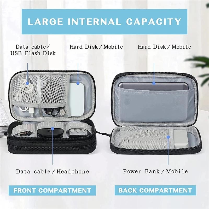 Travel Organizer Bag Cable Storage Pouch Carry Case Portable Waterproof Double Layers with random internal layout