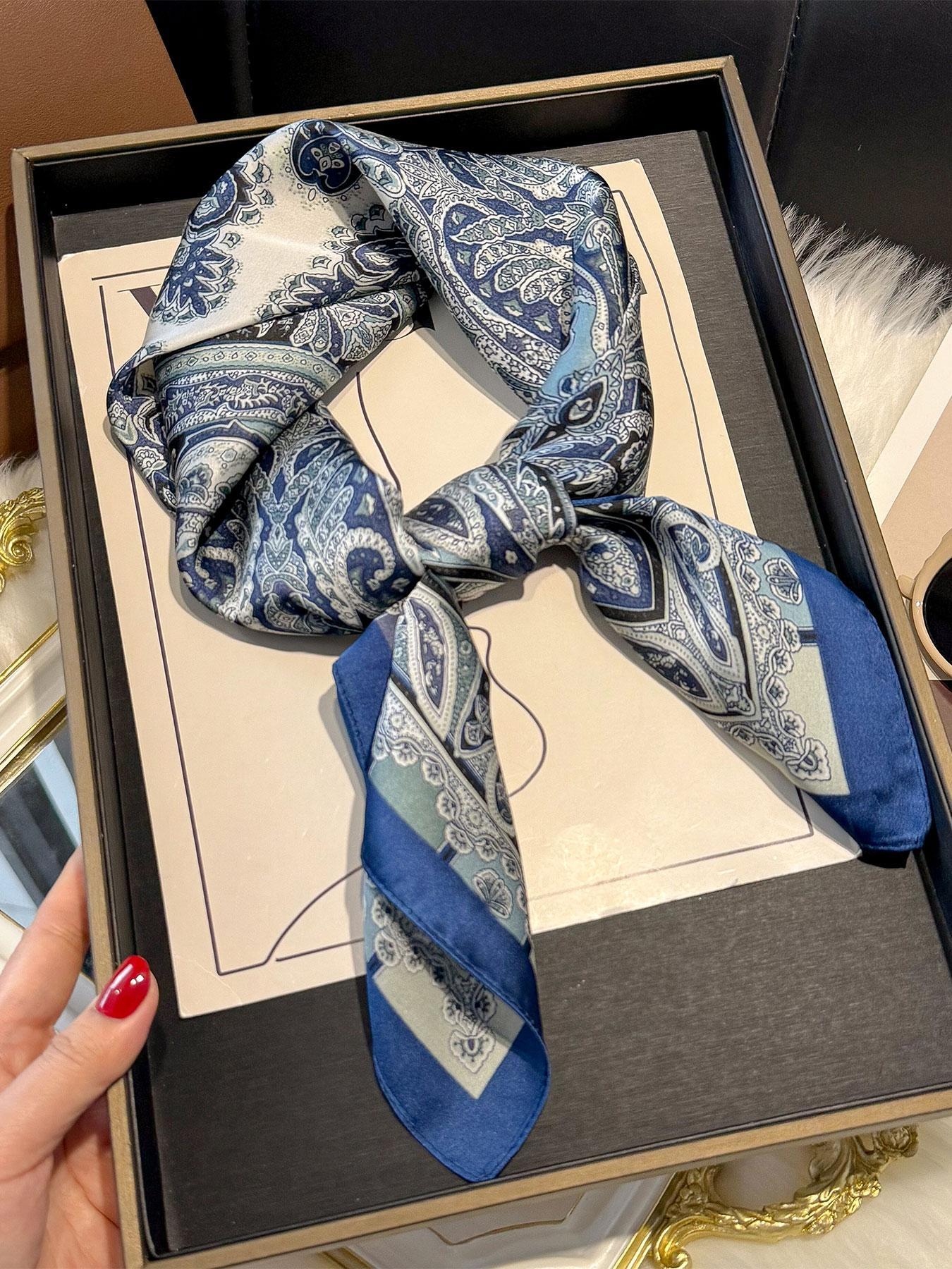 Women's Vintage Paisley Print Square Scarf, Boho Style Hair Scarf for Women & Girls, Fashion Accessories for Daily Wear, Trendy All-match & Exquisite Scarf for Birthday Gift