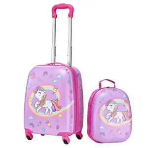 VEVOR Kids Luggage Set, 2 Piece, 18 Inch Hardside Rolling Wheels Suitcase with Hard-Shell Backpack, Unicorn Kids Carry on Luggage Set, Holiday Birthday Gift for Girls Boys, Airline Approved