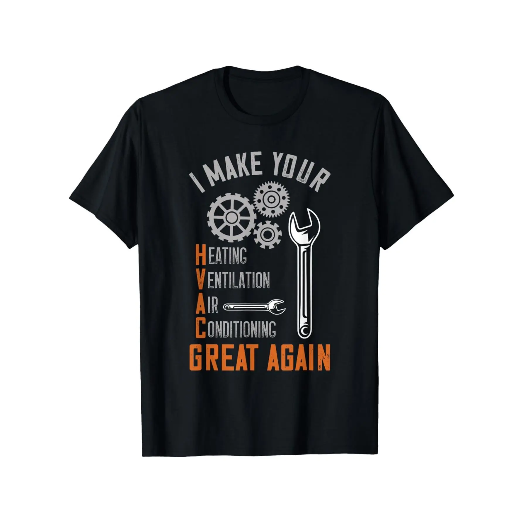 Humorous HVAC Technician T-Shirt, Round Neck Short Sleeve, Casual All-Season Knitted Fabric Top, Heat Transfer Print, Regular Fit - an Ideal Gift for Family And Friends