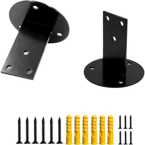 2pcs Black Handrail Bracket Heavy Duty Stainless Steel Handrail Brackets for Staircase Stair Railing with Screws