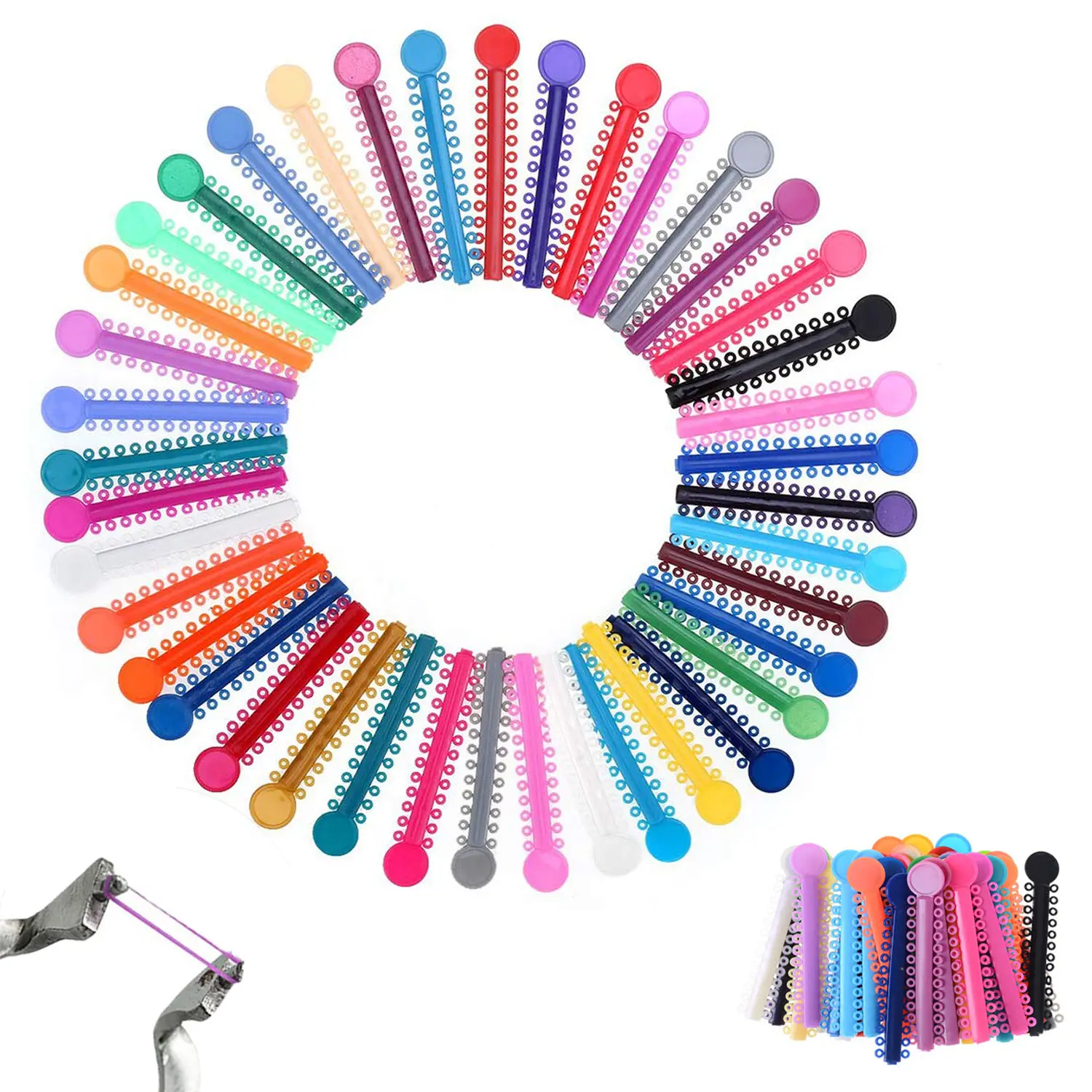1040 Pcs Multicolored Orthodontic Ligature Ties, Elastic Braces O-Rings Rubber Bands, Hypoallergenic Dental Elastic Bands for Teeth Orthodontic Clinic Correction Supplies