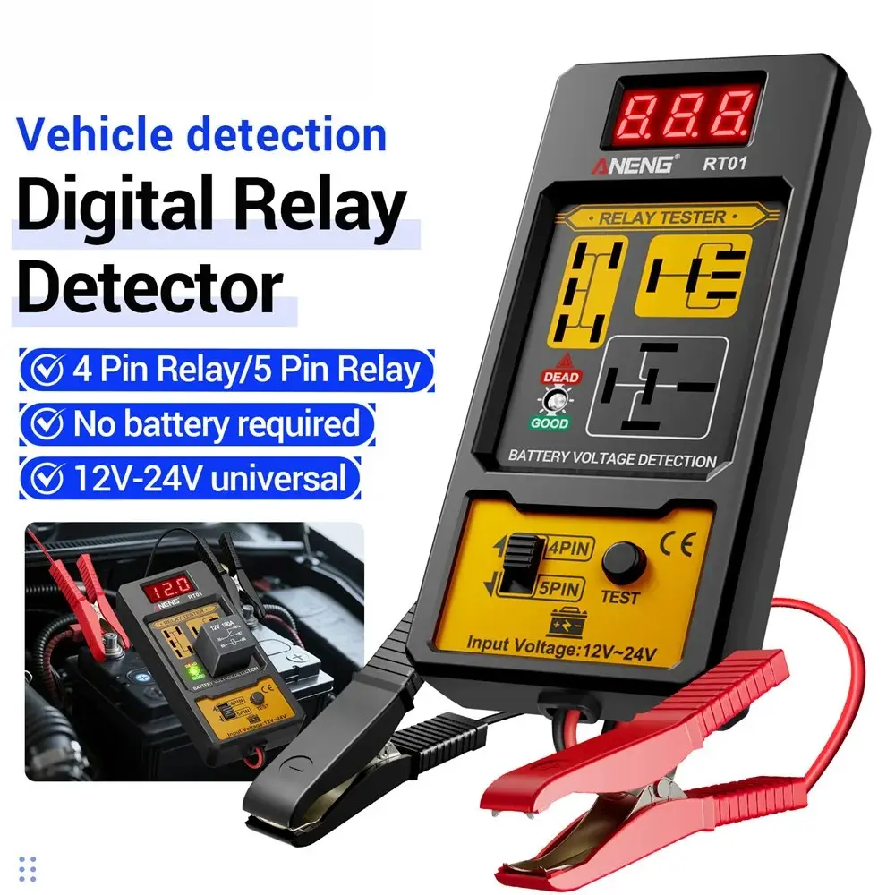 Relay Detector 11-25V ANENG RT01 Digital Universal 4/5 Pins Car Battery Vehicle Detection Digital Display Voltage Battery Tester