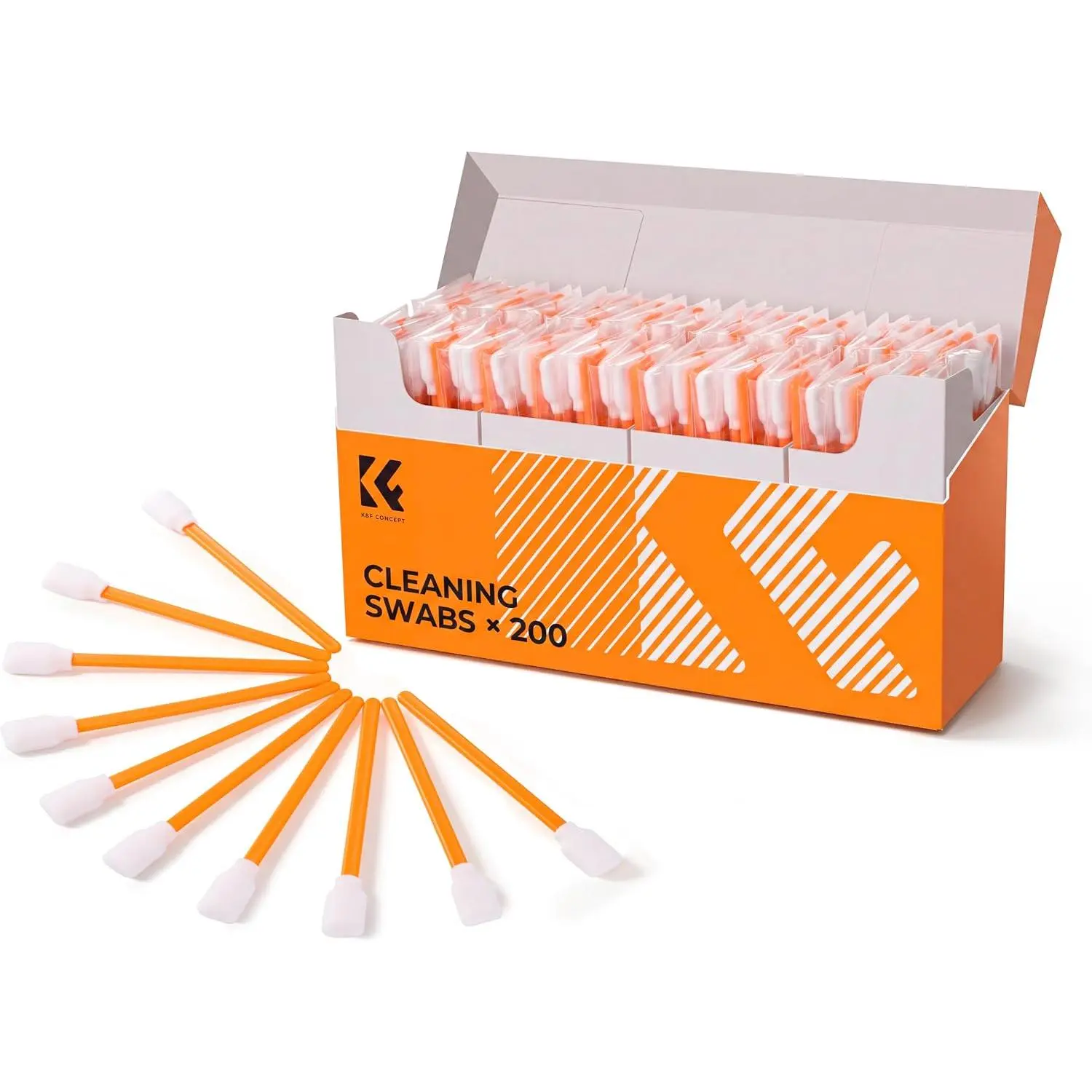 K&F CONCEPT 200 Foam Cleaning Swabs,for Electronics,Camera,Deep Cleaning| Premium Foam Swabs,Strong Adsorption,No Dripping,Long Sturdy Handle,Flexible,Unbreakable,Dual Packaging,Multi-Device Use,MK09