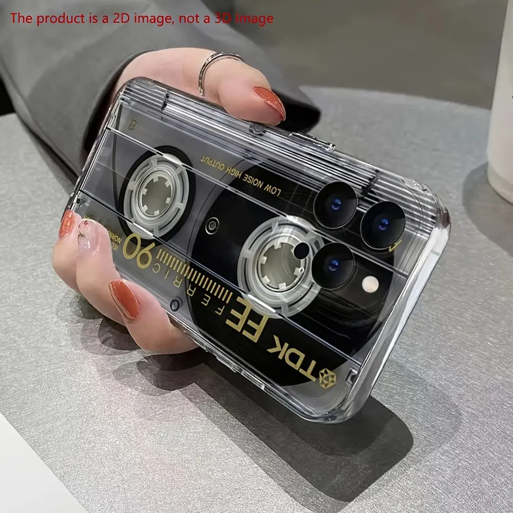 Phone Case: 2D flat phone case for iPhone 17/16/15/14 Plus/13/12/11 Pro Max/X/XS Max/ Plus/12/13 , retro cassette style, cassette and videotape pattern, shock protective case