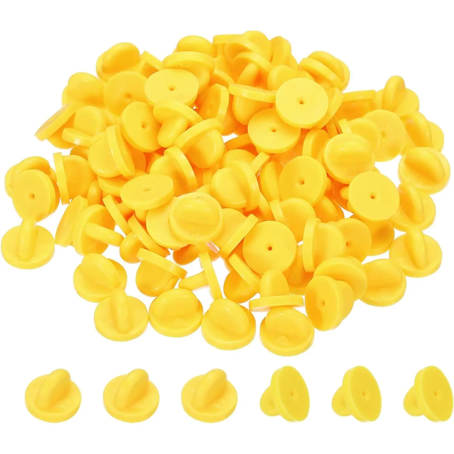 Rubber Pin Backs, 100 Pack Lapel Pin Backing Locking Pin Keepers Brooch Holder for Uniform Badge Hat Tie, Yellow