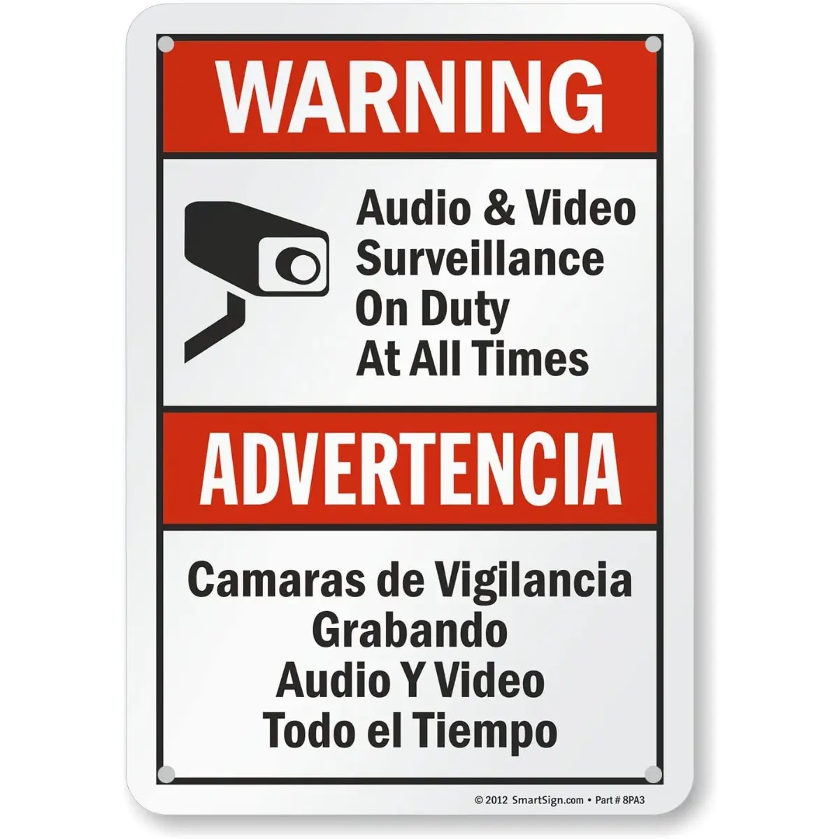 Warning Audio Video Surveillance Sign, Security Camera Recording Notice Wall Decor, Retro Caution Sign for Home Door Yard Office Garage Indoor Outdoor Decoration 8x12 Inch