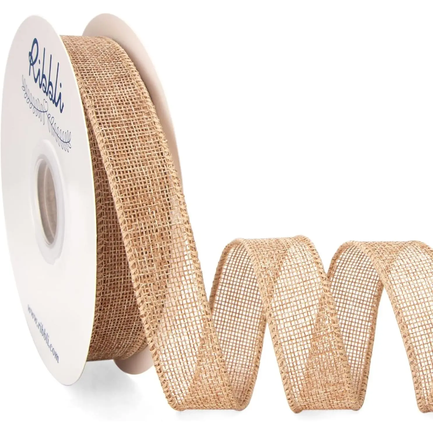 Natural Burlap Wired Ribbon, 1” Inch x Continuous 20 Yard, Wired Edge Ribbon for Wreaths,Big Bows,Tree Decoration,Outdoor Decoration