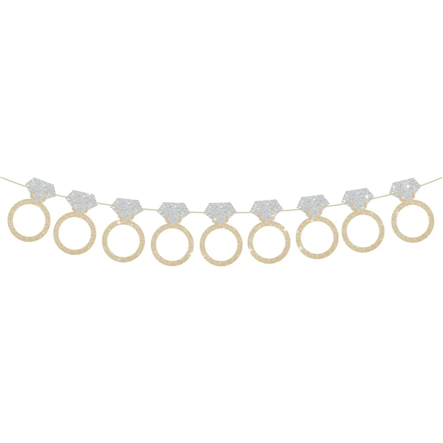 Ring Banner Bachelorette Party Decorations, Pre-Strung Bridal Shower Decorations, Glitter Engagement Party Decorations, Wedding Banner for Wedding Couples Shower Married Signs Backdrop