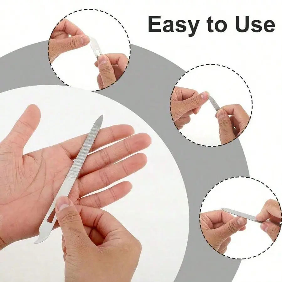 3/6-piece set, metal nail files, stainless steel nail files, polished double-sided nail files, nail cleaning tools