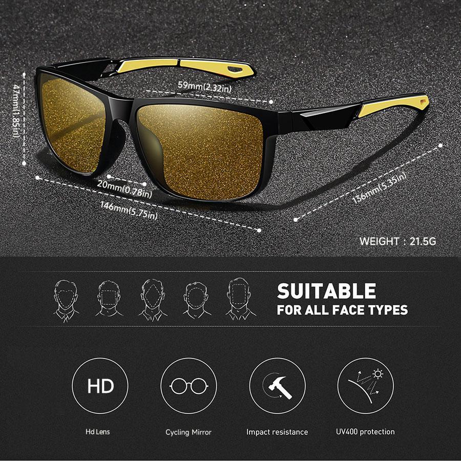 Vintage Square Frame Unisex Night Vision Glasses, Anti-Glare & Anti-Reflective UV400 Eyewear, Fatigue-Reducing Lenses Ideal for Night Driving, Daily Commute & Outdoor Use